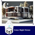 دوربین لامپی 4مگاپیکسل سیم کارت خور چرخشی V380 دید در شب رنگی وارم لایت - تصویر 3