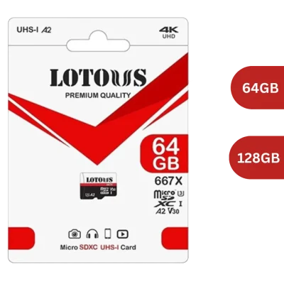 کارت حافظه میکرو لوتوس 64گیگ،128گیگ، استاندارد U3 A2 مدل 667X
