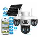 دوربین مینی اسپیددام چرخشی سیمکارتی با پنل خورشیدی 3 لنز قابل تنظیم 5مگاپیکسل V380 Pro