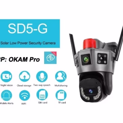 دوربین سیمکارتی چرخشی مدلSD5-4G (مشکی) دو لنزه okam-pro