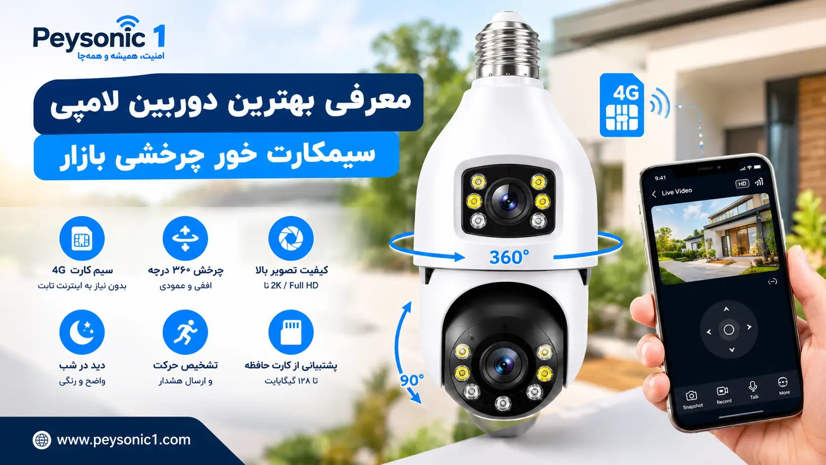معرفی بهترین دوربین لامپی سیمکارتی چرخشی